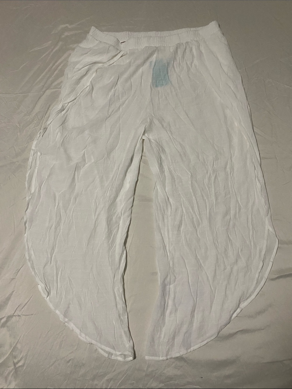 White Sheer Harem-Style Wide Leg Pants